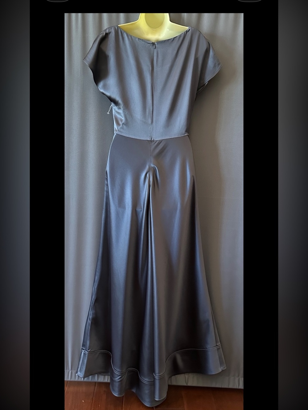 Acler Glatton Gathered Satin Maxi Dress,sz 6, New, Gray - Picture 9 of 15